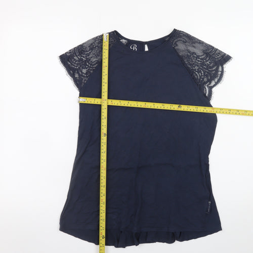 Ted Baker Women’s Navy Blue Lace Sleeve Tunic Blouse Size 12