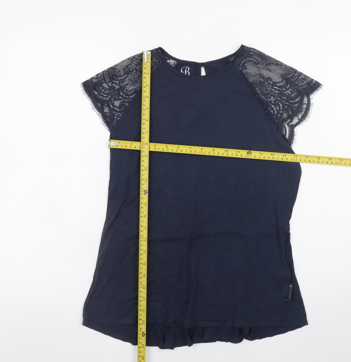 Ted Baker Women’s Navy Blue Lace Sleeve Tunic Blouse Size 12