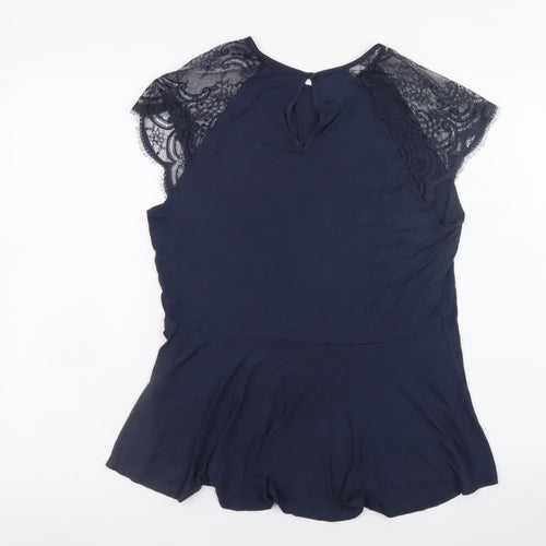 Ted Baker Women’s Navy Blue Lace Sleeve Tunic Blouse Size 12