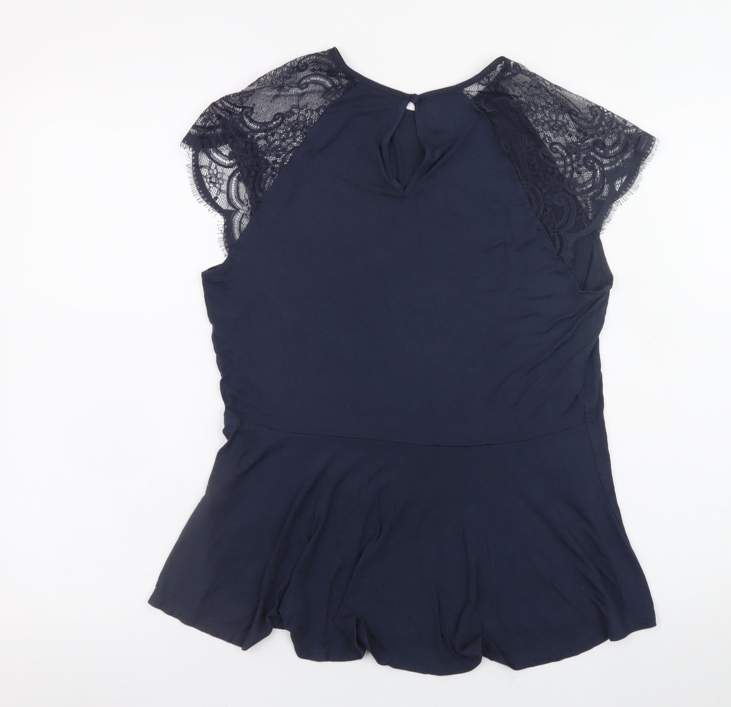 Ted Baker Women’s Navy Blue Lace Sleeve Tunic Blouse Size 12