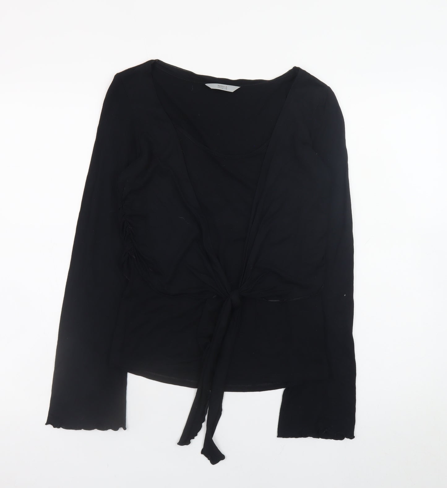 Marks and Spencer Women’s Black Wrap Blouse Size 10 Long Sleeve