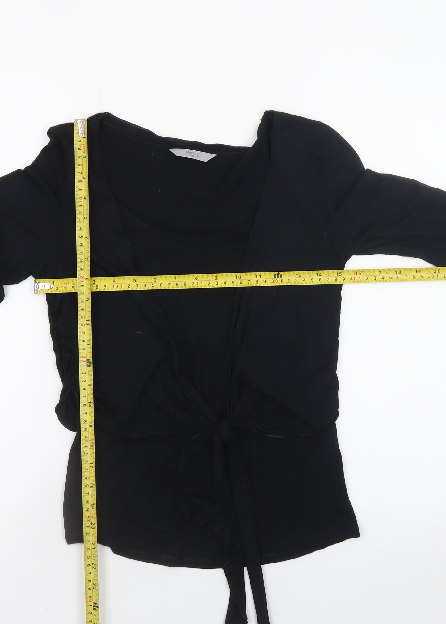 Marks and Spencer Women’s Black Wrap Blouse Size 10 Long Sleeve