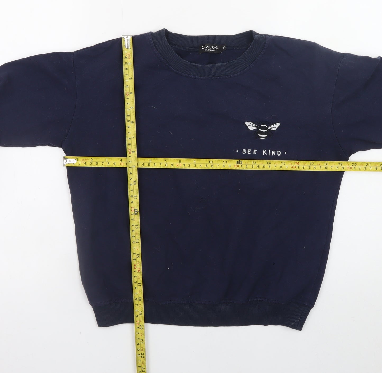 Civico 51 Women's Navy Blue Pullover Sweatshirt Bee Kind M