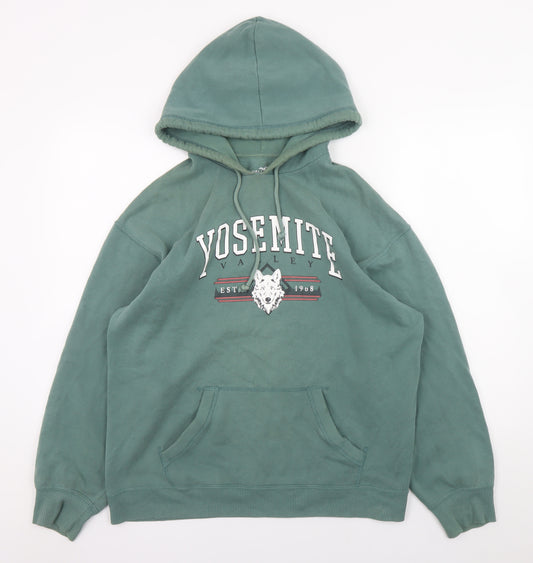 Hollister Men’s Green Pullover Hoodie S Yosemite Valley Graphic