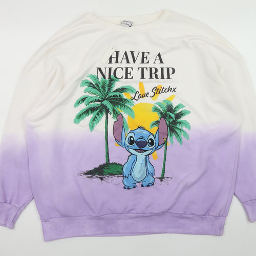 Disney Stitch at George Women's Purple Ombre Pullover Sweatshirt Size S 8-10