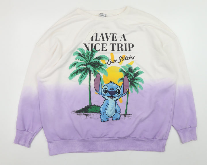 Disney Stitch at George Women's Purple Ombre Pullover Sweatshirt Size S 8-10