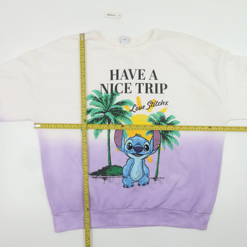 Disney Stitch at George Women's Purple Ombre Pullover Sweatshirt Size S 8-10