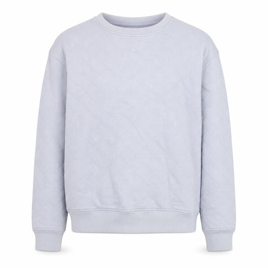 Front view of Hush Grey Quilted Cotton Crew Neck Sweatshirt S unisex