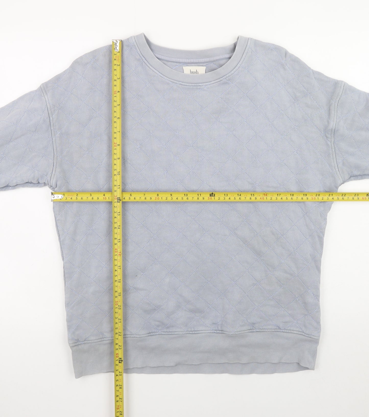 Hush Grey Quilted Cotton Crew Neck Sweatshirt S Unisex