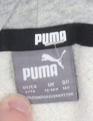 Puma Grey Teens 164 Pullover Hoodie with Logo Front