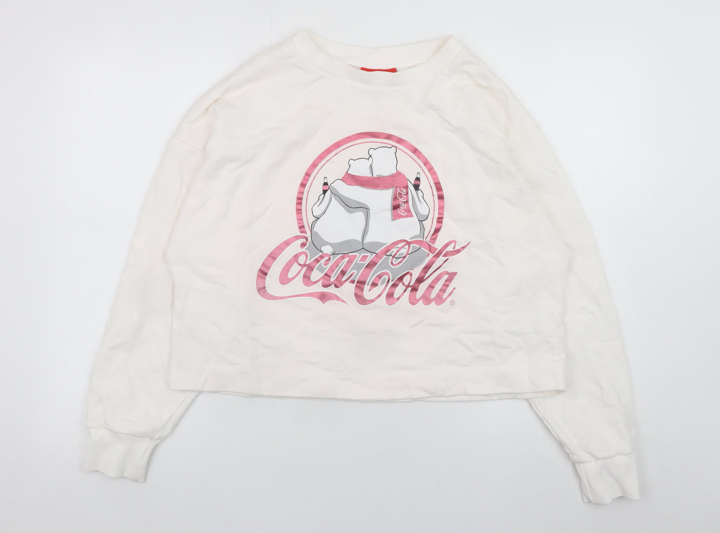 Next Coca-Cola White Polar Bear Graphic Pullover Sweatshirt L Womens