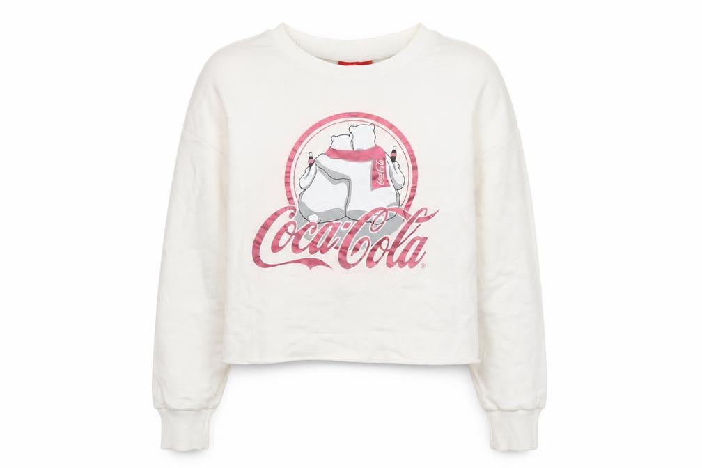 Front view of Next Coca-Cola White Polar Bear Graphic Pullover Sweatshirt L women’s
