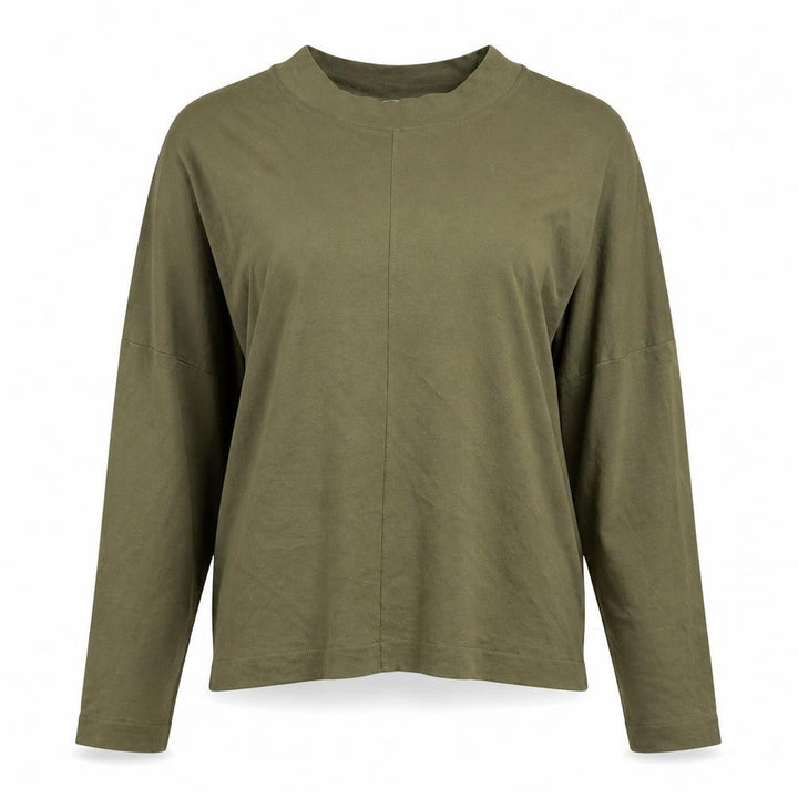 Mango Womens Green Long Sleeve Basic Cotton T-Shirt Size L