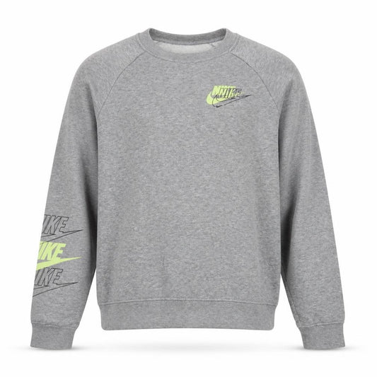 Front view of Nike Men's Grey Logo Pullover Sweatshirt, size S, Regular Fit