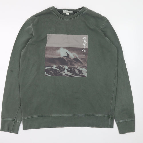 Marks and Spencer Men's Green Graphic Surf Sweatshirt Size L