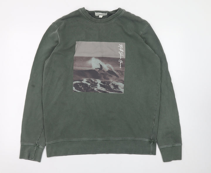 Marks and Spencer Men's Green Graphic Surf Sweatshirt Size L
