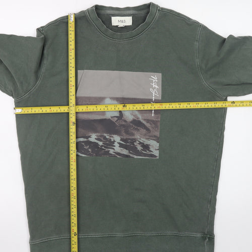 Marks and Spencer Men's Green Graphic Surf Sweatshirt Size L