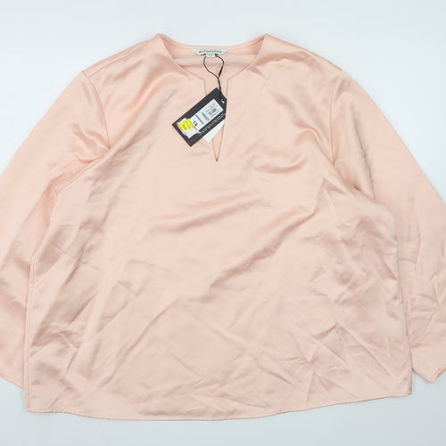 Marks and Spencer Women Pink Lyocell Blend Long Sleeve Blouse Size 14