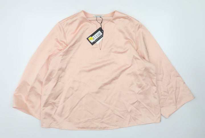 Marks and Spencer Women Pink Lyocell Blend Long Sleeve Blouse Size 14
