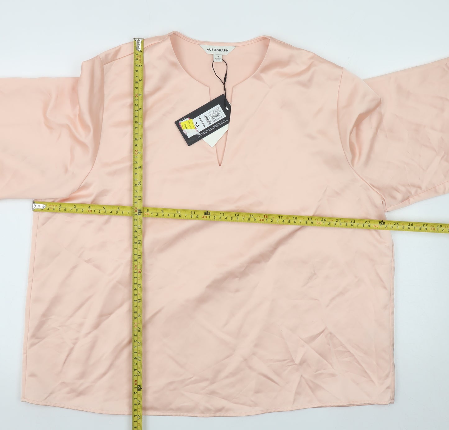 Marks and Spencer Women Pink Lyocell Blend Long Sleeve Blouse Size 14