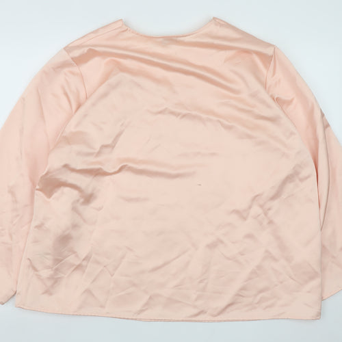 Marks and Spencer Women Pink Lyocell Blend Long Sleeve Blouse Size 14