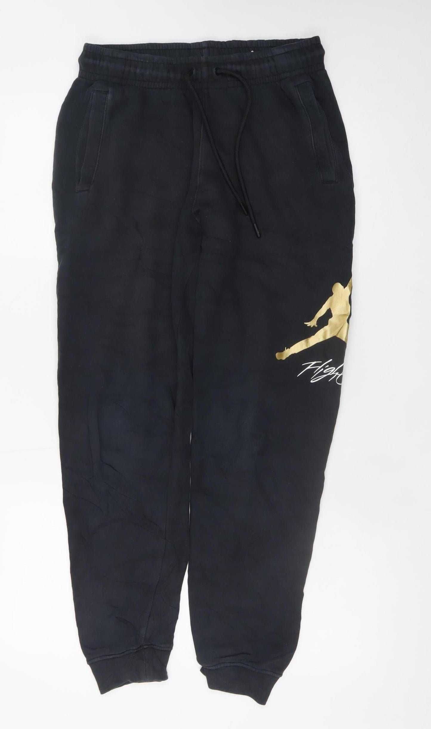 Jordan Men's Black Regular Fit Sweatpants Small with Gold Logo