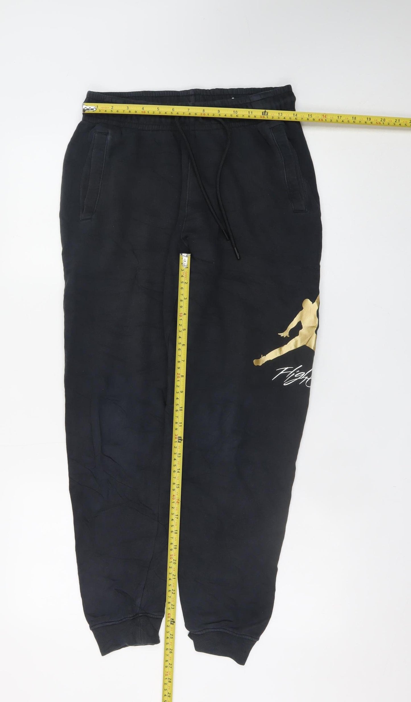 Jordan Men's Black Regular Fit Sweatpants Small with Gold Logo