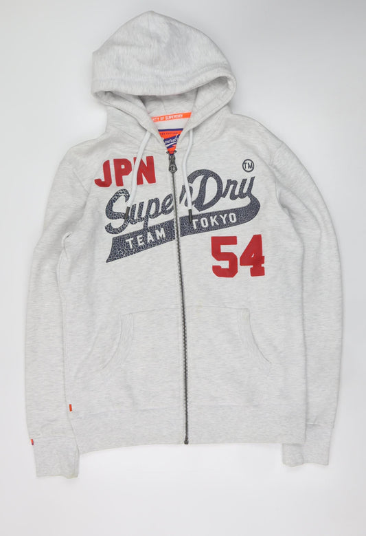 Superdry Men's Grey Full Zip Hoodie XL Vintage Logo Sweatshirt