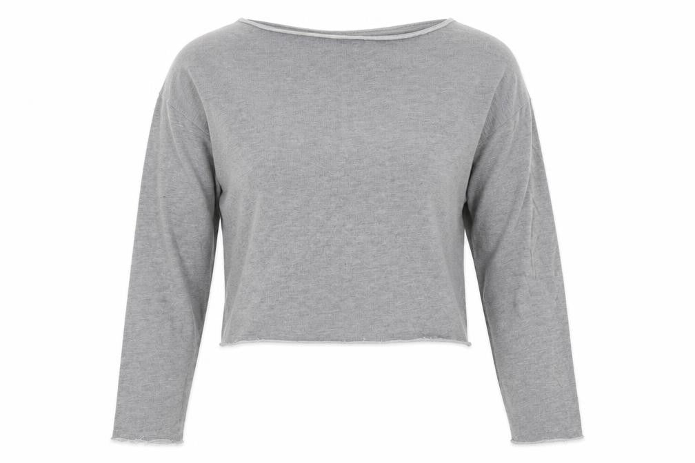 Front view of ASOS Women’s Grey Long Sleeve Basic Jersey Top, size UK 12