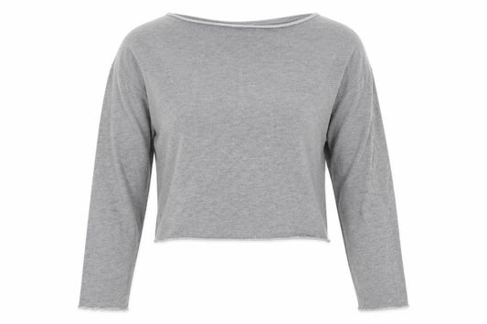 Front view of ASOS Women’s Grey Long Sleeve Basic Jersey Top, size UK 12