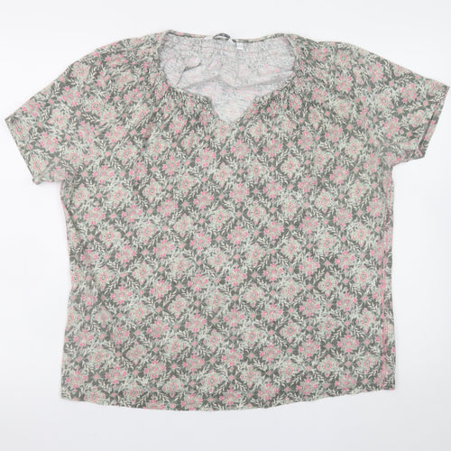 ISLE Womens Pink Floral Cotton Tunic Blouse Size 18-20