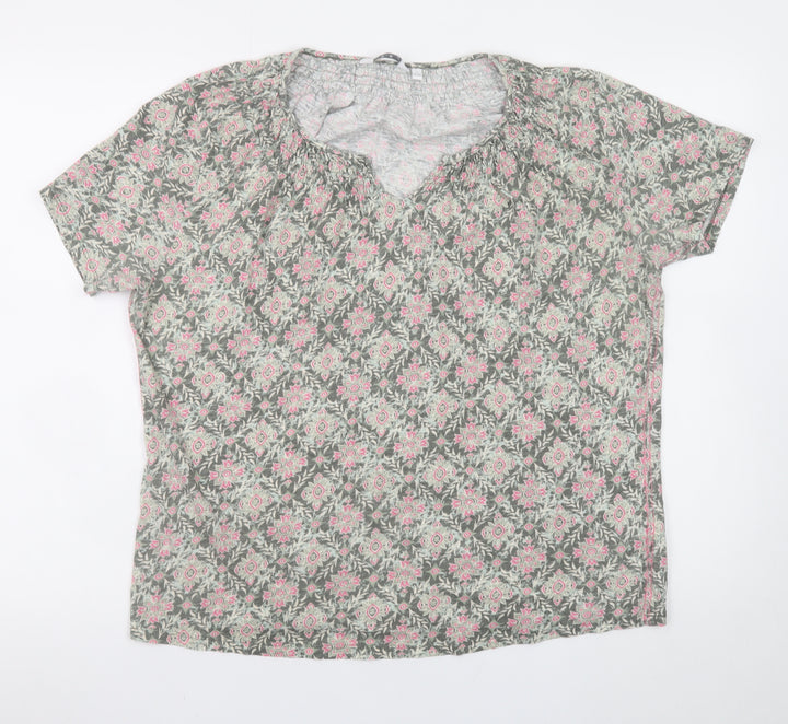 ISLE Womens Pink Floral Cotton Tunic Blouse Size 18-20
