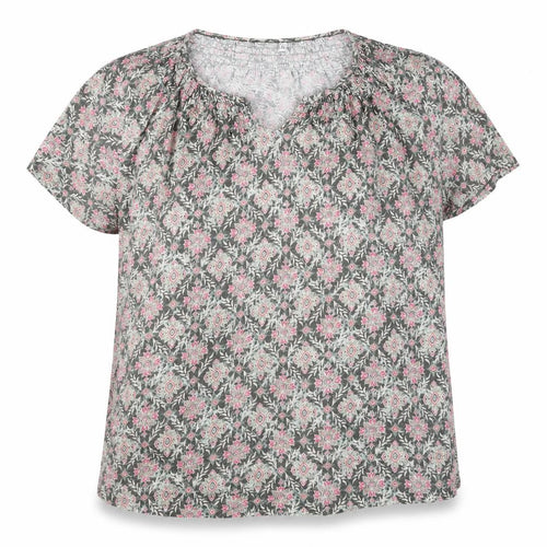 ISLE Womens Pink Floral Cotton Tunic Blouse Size 18-20