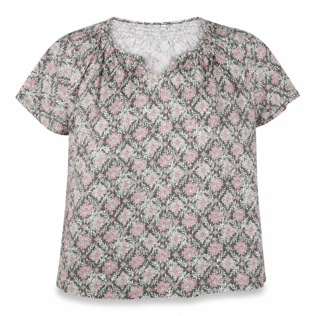 ISLE Womens Pink Floral Cotton Tunic Blouse Size 18-20