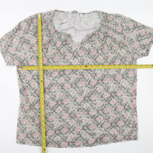 ISLE Womens Pink Floral Cotton Tunic Blouse Size 18-20