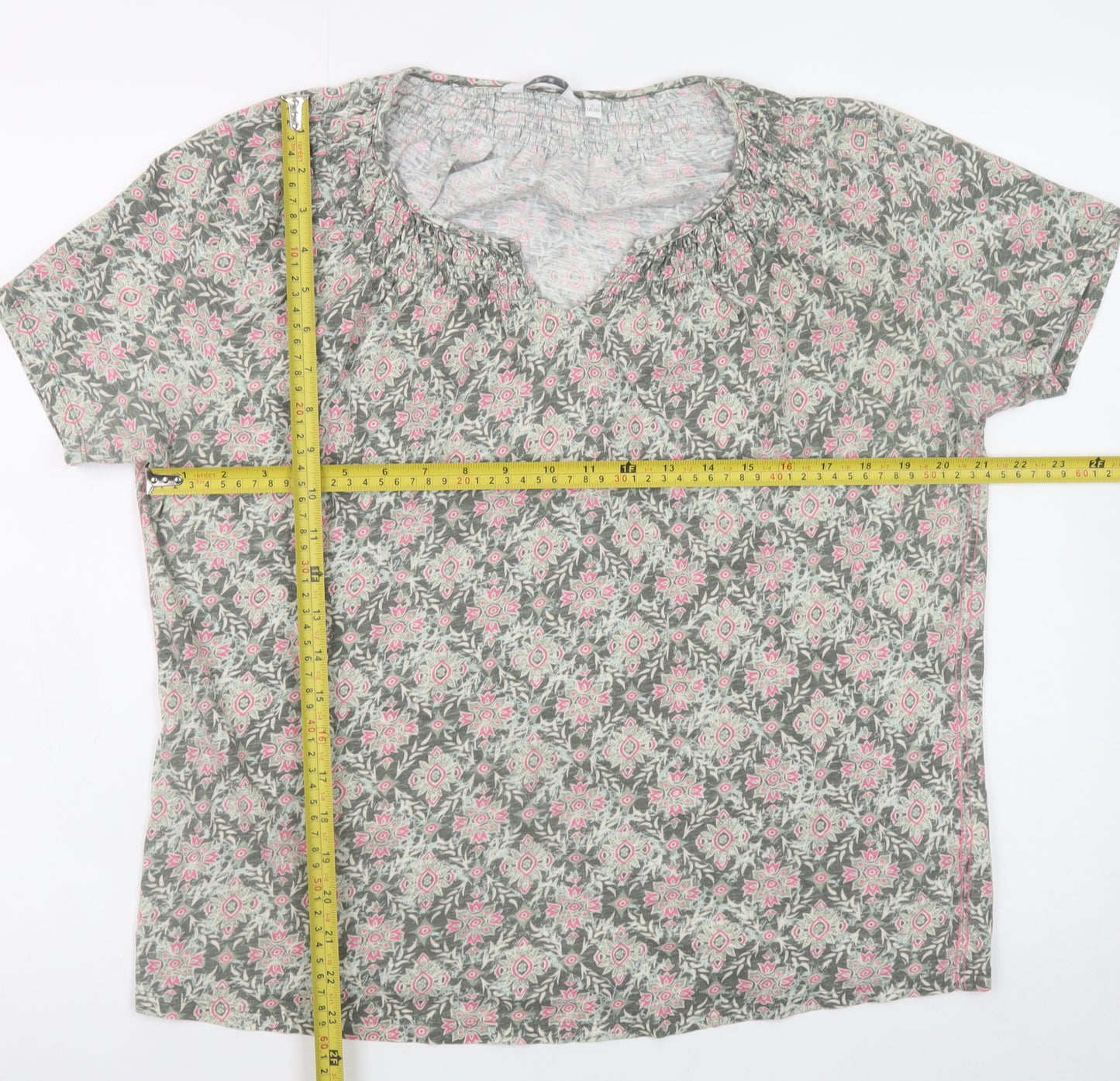 ISLE Womens Pink Floral Cotton Tunic Blouse Size 18-20