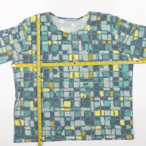 Honor Millburn Womens Multicoloured Geometric 3/4 Sleeve Stretch Top Size L
