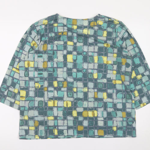 Honor Millburn Womens Multicoloured Geometric 3/4 Sleeve Stretch Top Size L