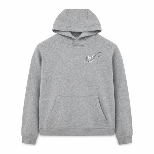 Front view of Nike Teens Grey Pullover Hoodie XL Regular Fit Fleece Sweatshirt