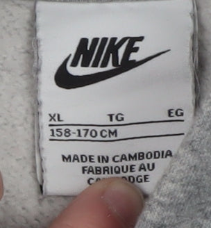Nike Teens Grey Pullover Hoodie XL Regular Fit Fleece Sweatshirt
