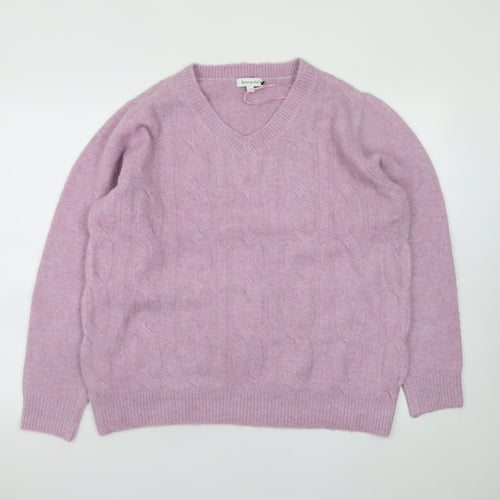Bonmarché Women’s Pink V-Neck Cable Knit Jumper Size 18