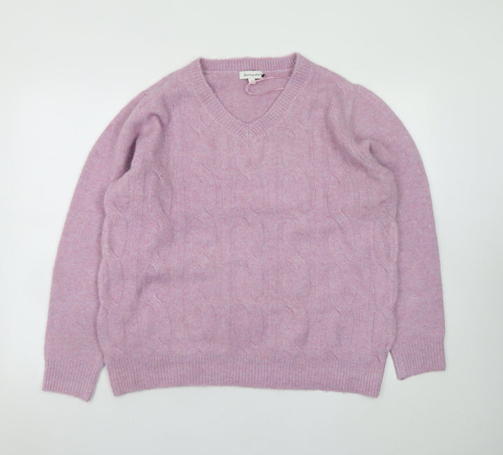 Bonmarché Women’s Pink V-Neck Cable Knit Jumper Size 18