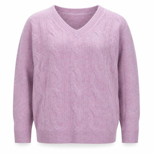 Bonmarché Women’s Pink V-Neck Cable Knit Jumper Size 18