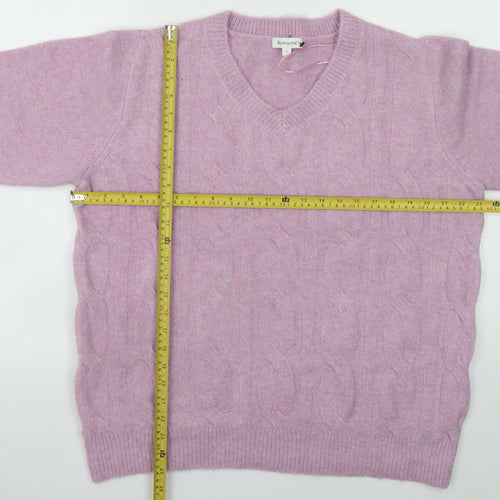 Bonmarché Women’s Pink V-Neck Cable Knit Jumper Size 18