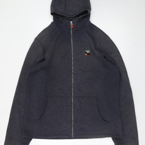 Sprayway Men's Blue 2XL Full Zip Hooded Fleece Jacket
