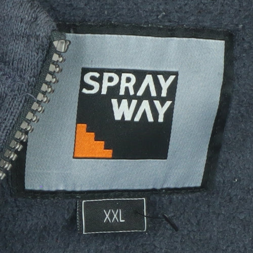 Sprayway Men's Blue 2XL Full Zip Hooded Fleece Jacket