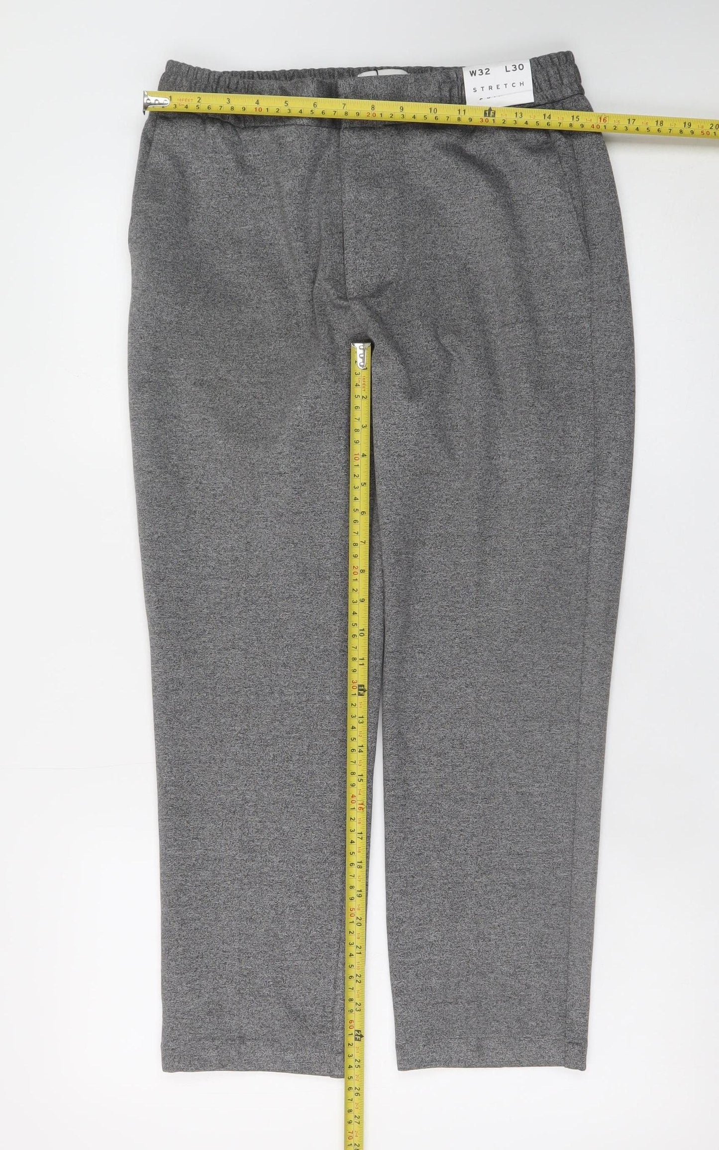 Topman Men's Grey Slim Fit Stretch Trousers Size 32S