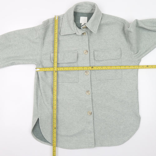 H&M Women’s Grey Shacket Jacket S Long Sleeve Buttoned Casual