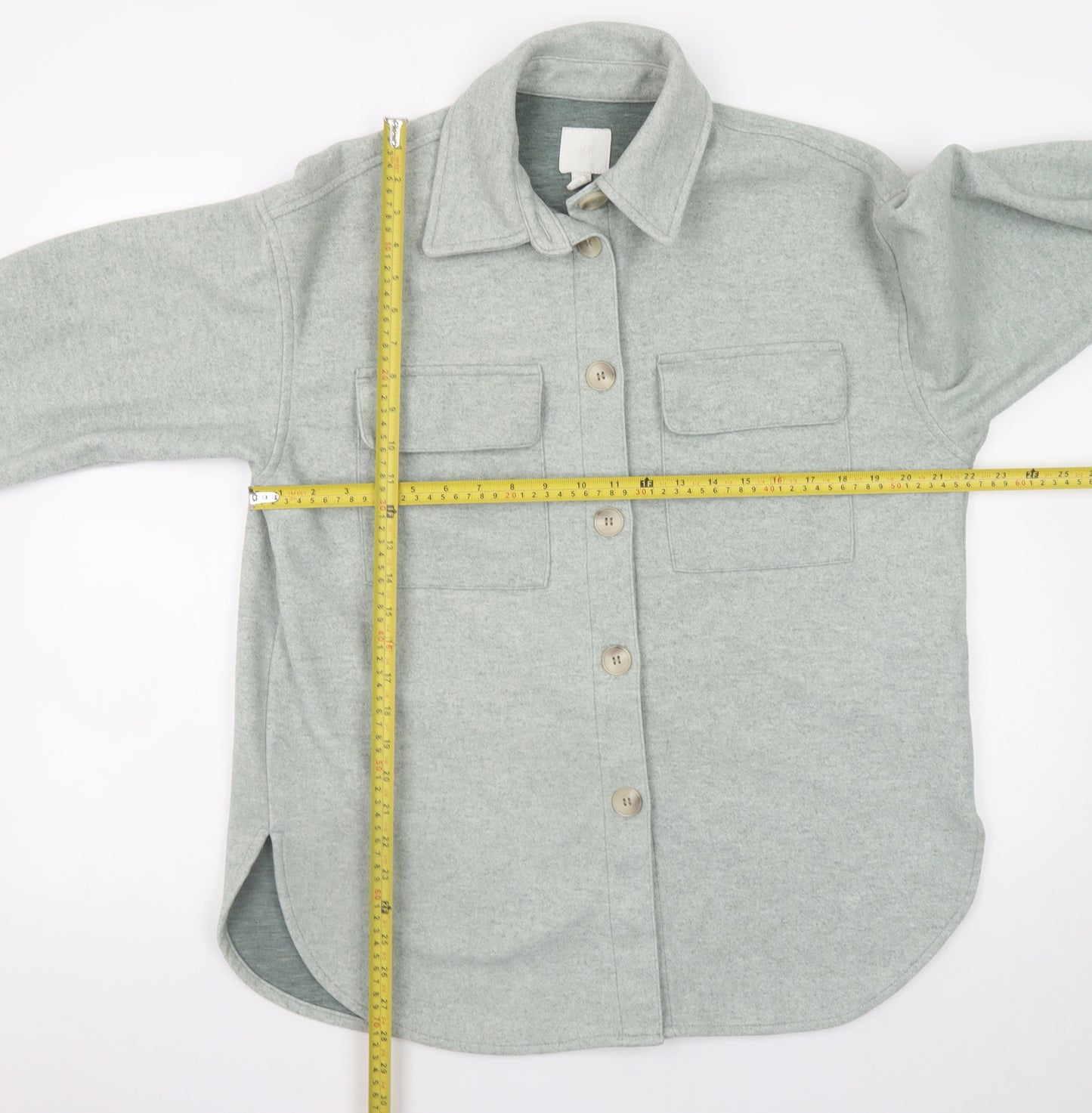 H&M Women’s Grey Shacket Jacket S Long Sleeve Buttoned Casual
