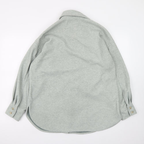 H&M Women’s Grey Shacket Jacket S Long Sleeve Buttoned Casual
